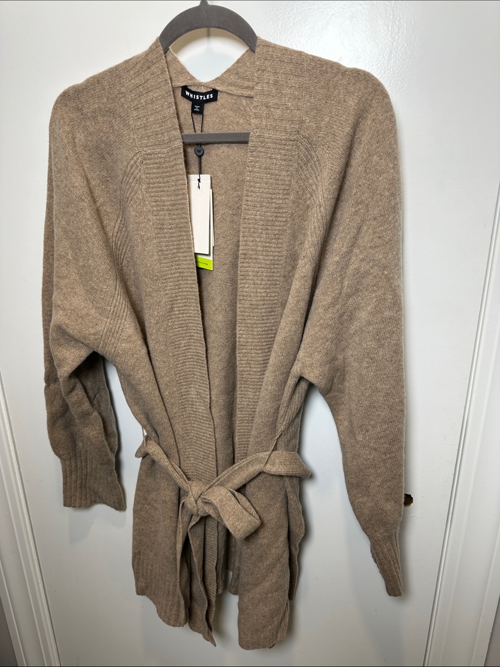 Whistles Taupe Belted Open Cardigan (50)